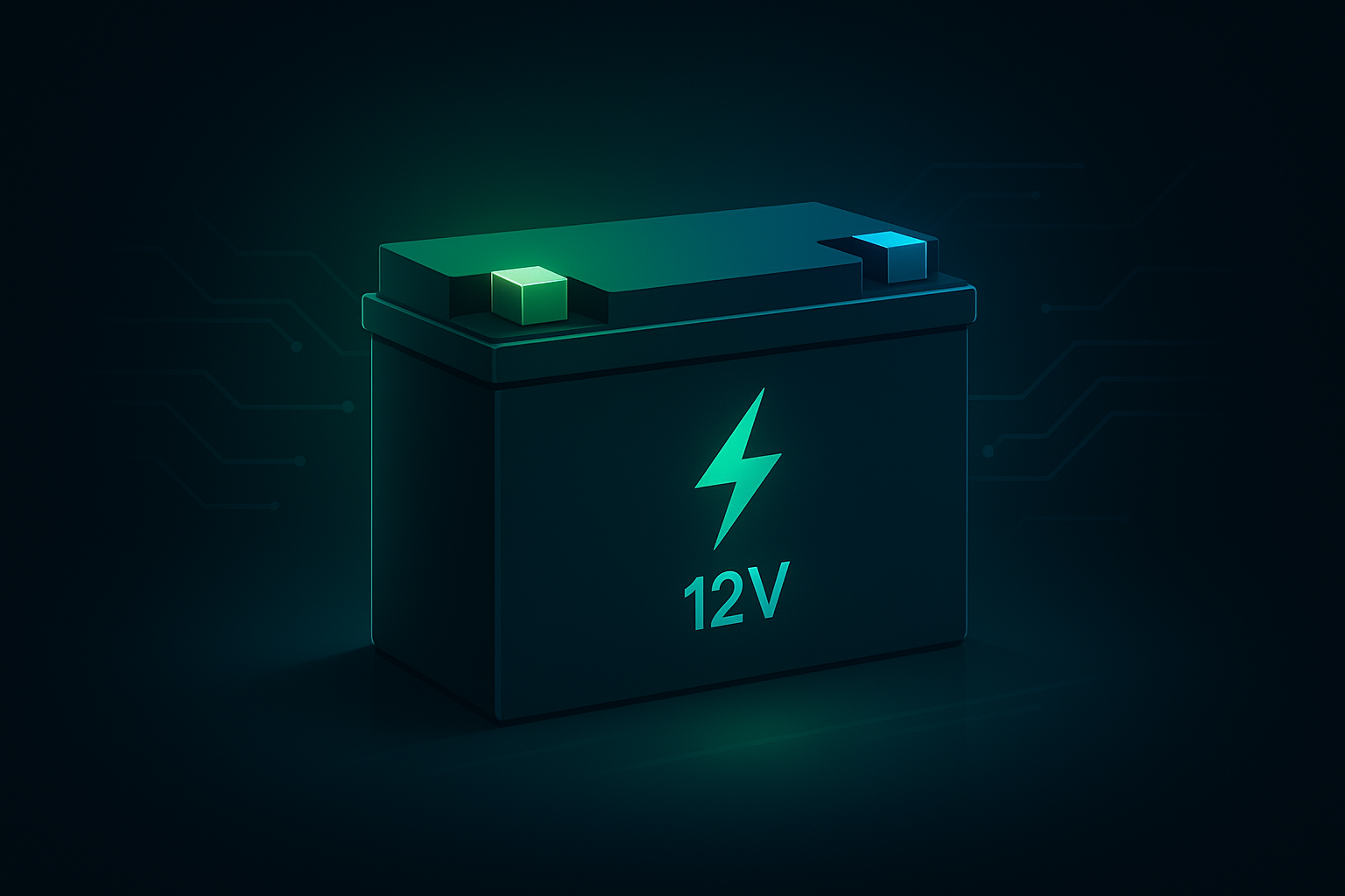 Stilizált riasztó akkumulátor, high-tech háttérrel